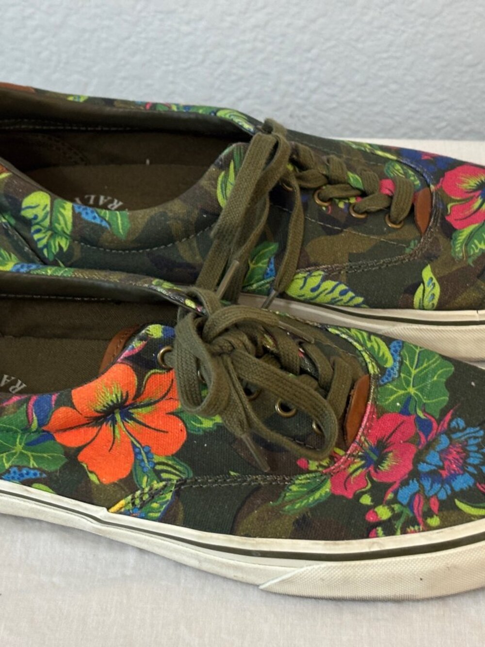 Polo Ralph Lauren Thornton III  Floral Tropical Green Pink Sneakers Men's 10D 10
